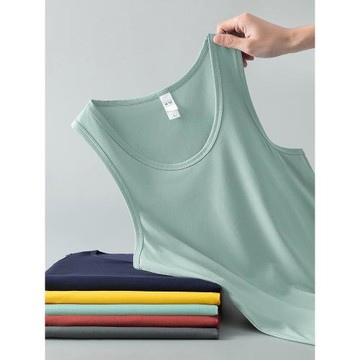 莫代爾運動背心男夏季外穿冰絲速干涼感無袖t恤跨欄健身純色坎肩