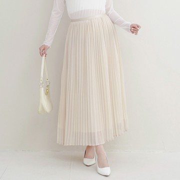 氣質細壓褶雙層透紗長裙 MISS