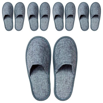 ROYALLIN 蘿林嚴選 亞麻拖鞋5入組 拋棄式全包 加厚防滑  28 x 11cm  灰色  1組