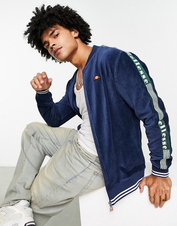 ellesse cord zip thru with taping in navy