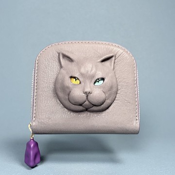 3D 英國短毛貓 皮革錢包 – 獨特日本手工製作
