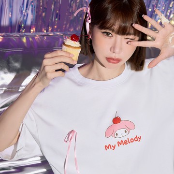 OB嚴選 美樂蒂．純棉緞帶蝴蝶結短袖寬鬆上衣 《IO0034》