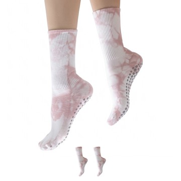PORA BELLA YOGA SOCKS 韓國扎染運動防滑瑜珈中筒襪 2雙 YG008  粉色  22~25cm
