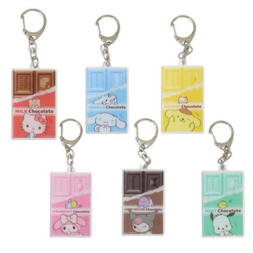 小禮堂 Sanrio 三麗鷗 造型壓克力鑰匙圈 (巧克力款) Kitty 美樂蒂 酷洛米 布丁狗