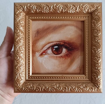 藝術家的眼睛 – 油畫原始自畫像細節圖 10*10 厘米