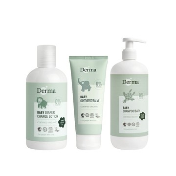 【Derma】寶寶屁屁水嫩呵護組(沐浴露500ml+萬用膏100ml+乾洗防護乳250ml)