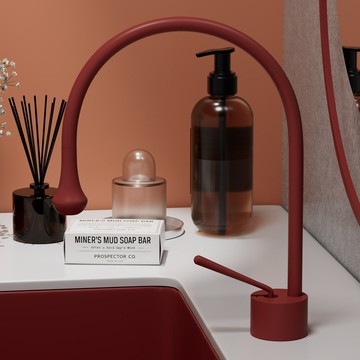 全銅紅色水滴面盆水龍頭臺上下盆洗臉盆冷熱中島臺水龍頭旋轉加高{鑫弘-工葉電器}可開發票