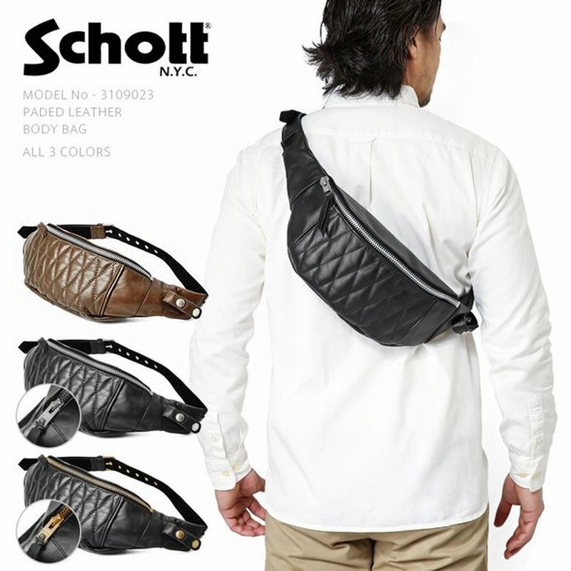 Schott ショット パデッドレザーボディバッグ メンズ ボディバッグ ショルダーバッグ 本革 カウハイド アメカジ ブランド クーポン対象外 通販 Lineポイント最大0 5 Get Lineショッピング