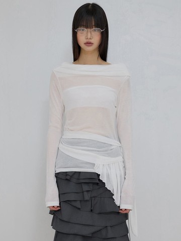 Faye Frill Long Sleeve T-Shirt (FL-160) [White]