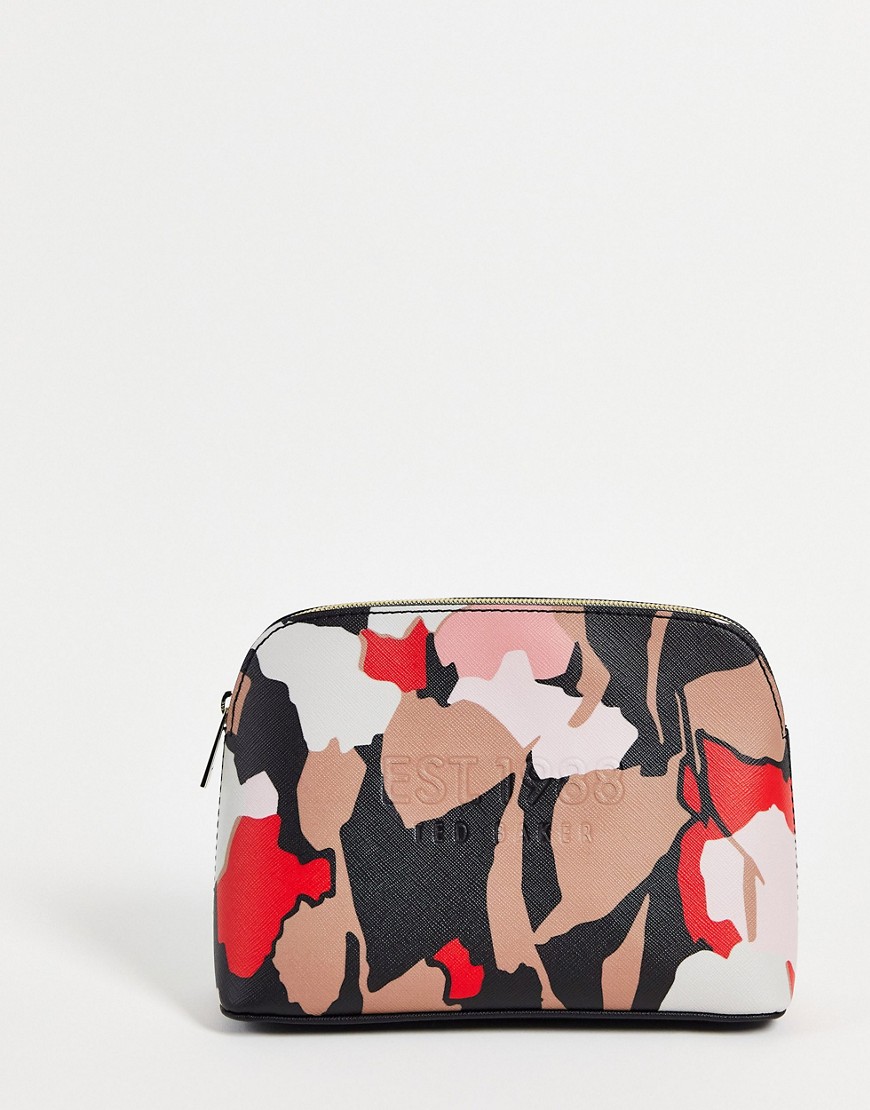 Ted Baker Myylee floral flood saffiano makeup bag in black