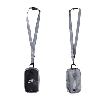 nike 手機斜背包-id 頸掛 證件夾 名牌帶 掛繩 灰黑白