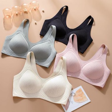 紅豆軟支撐果凍條無痕內衣女大胸顯小胸聚攏美背心式運動文胸罩無