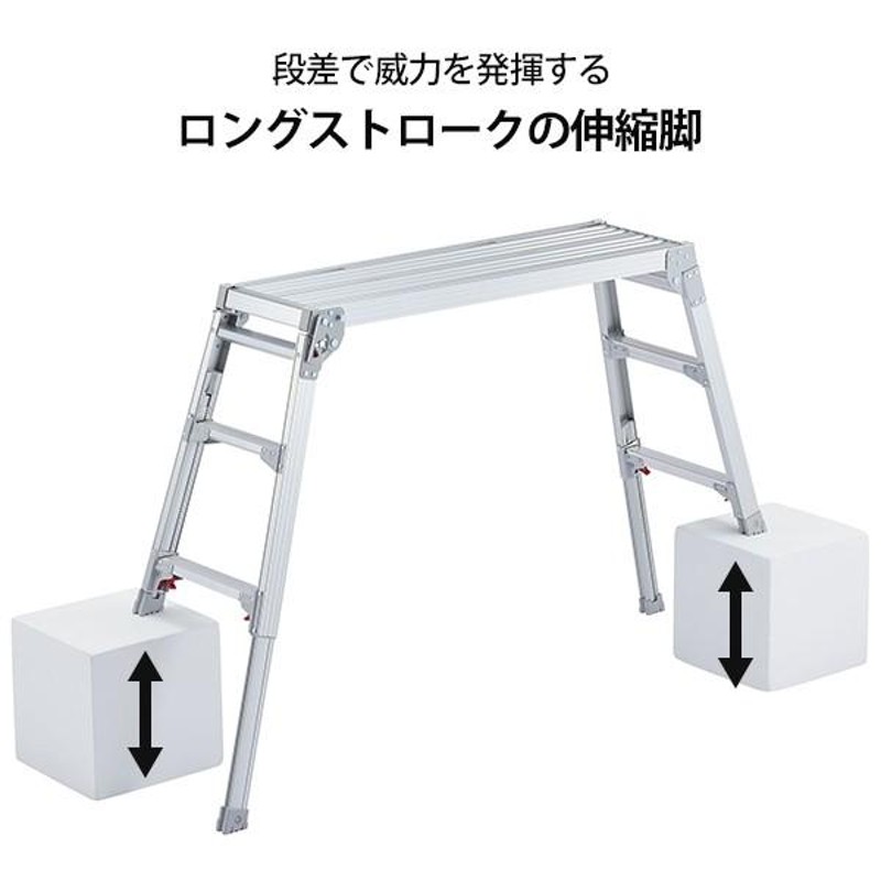 長谷川工業 アルミ足場台 DRS-1000c (天板高さ0.65〜0.96m) [はしご