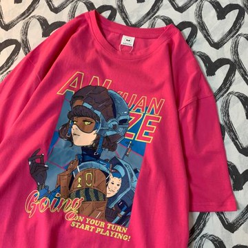 CMYJN 美式夏季新款卡通美少女印花韓版寬松情侶ins短袖t恤男女