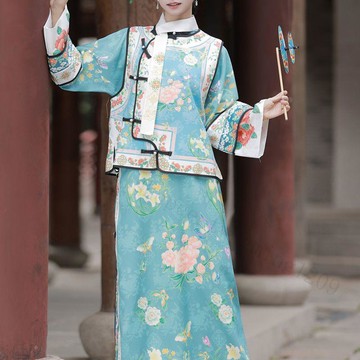【宮廷古裝】清朝古裝 還珠格格服裝 滿族旗服 宮廷宮女妃子服飾 後宮甄嬛傳戲服 反串小宮裝 古著女裝 古風服飾 古風衣服
