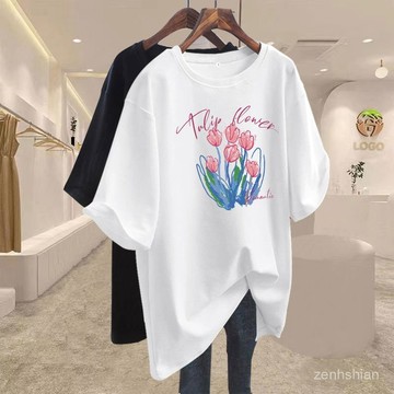 多巴胺色系短袖上衣 純棉t恤 寬鬆上衣 oversize t恤 大尺碼上衣 大碼女裝 印花 t恤 女 t恤短袖 圓領上衣