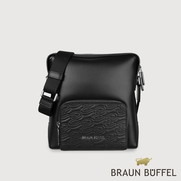 【BRAUN BUFFEL】諾瓦 直式斜背包-黑色(德國小金牛台灣總代理)/BF550-17-BK