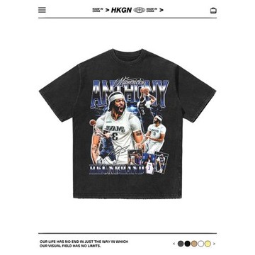 HKGN美式球星獨行俠戴維斯短袖T恤復古純棉高街圓領休閑學生男夏