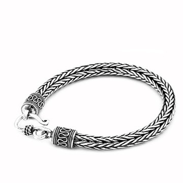 【JK銀飾】霸．龍骨紋路／925純銀【手鍊、man】