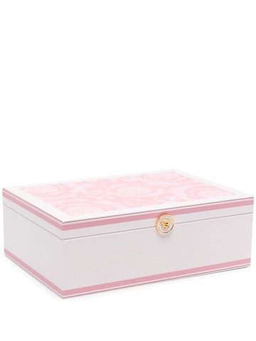 Versace - Barocco-print jewellery box (12cm x 35cm) - unisex - Wood/Calf Leather - One Size - Pink