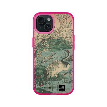 iPhone 15 Clear 粉漾桃 - Van Gogh Museum - 鶴與櫻花選自草木花鳥圖會系列