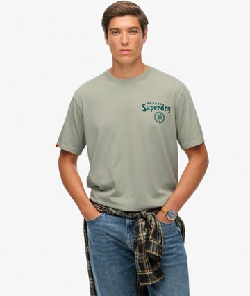 Superdry Men's Tokyo Narrative Loose T-shirt Light Blue Size: Xxl