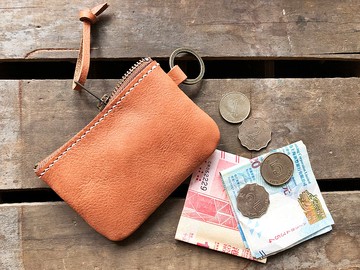 經典拉錬零錢包 好好縫 皮革材料包 免費刻名 手工包 散紙包 情侶