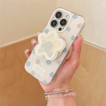 藍色小花朵磁吸適用三星s25ultra手機殼s23fe韓風s24+搖搖樂s22+s21+清新a36a56a55甜美a26a16a06防摔note20