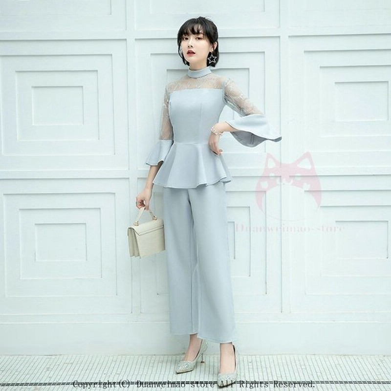 パーティードレス フレア袖 オールインワン ドレス 服装 パンツドレス フォーマル 結婚式 通勤 Ol 二次会 スーツパンツ 透け感 レディース 顔合わせ 高品質 通販 Lineポイント最大0 5 Get Lineショッピング
