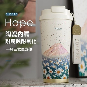窩窩生活小鋪 新款陶瓷高顔值保溫杯316不銹鋼保溫水杯女款咖啡杯大容量