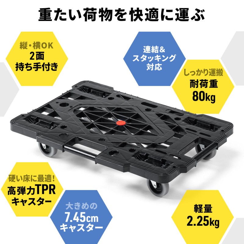 平台車 台車 キャスター付き タイヤ 4輪 縦横連結 軽量 耐荷重80kg 重量物 運搬 スタッキング可能 縦にも横にも連結できる キャリーカート  100-CT004 | LINEブランドカタログ