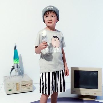 CACO-MIT 阿呆大臉表情印花短T‧親子款-童【J3SC506】