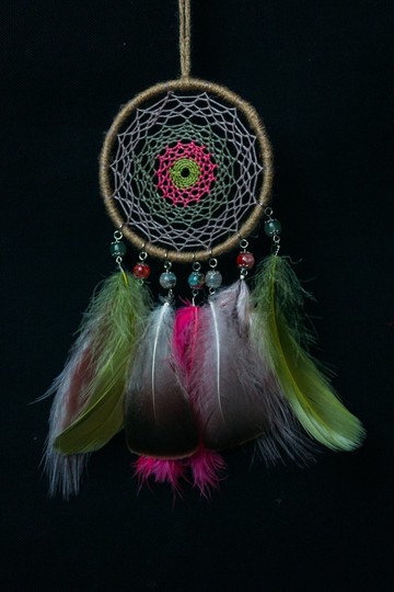 純手工捕夢網 Handmade Dreamcatcher－【顏色編織－粉綠】