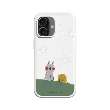 iPhone 17 SolidX 白 - 懶散兔與啾先生 Lazy Rabbit and Mr.Chu - 煙火