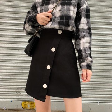 胖mm大碼毛呢松緊腰加厚半身裙