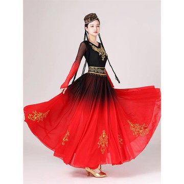 新疆舞蹈演出服兒童維吾爾族演出服維吾族舞蹈服維族練習裙藝考