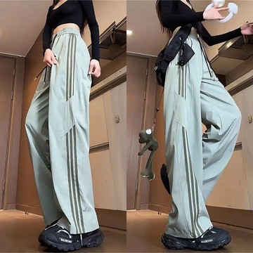 台灣现貨 100KG大尺碼長褲 冰絲長褲 美式運動長褲 女生長褲 高腰顯瘦 運動褲 直筒長褲 涼感褲 夏天長褲 休閒長褲