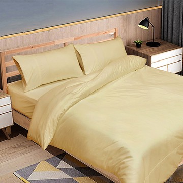 【多利寶寢具】FITNESS 純棉素色單人加大床包枕套組-金色