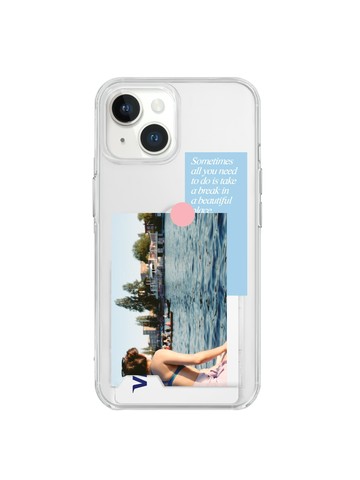 Break Time Sticker Clear Card iPhone Case
