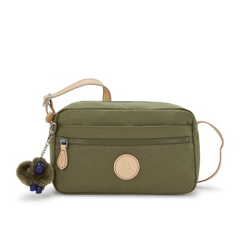 橄欖綠拼接輕巧斜背包-OZITA