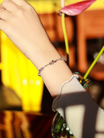 胡桃日記。赫基蒙水晶 Herkimer S925純銀 時髦水晶手鍊