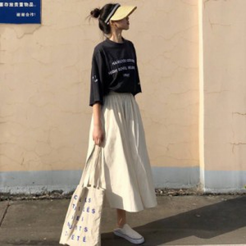 フレアスカート ロングスカート 春 夏 カジュアル Aライン ポケット ウエストゴム ベーシックカラー フェミニン 韓国ファッション おしゃ 通販 Lineポイント最大1 0 Get Lineショッピング