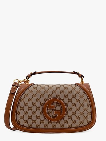 Medium blondie original gg fabric and leather shoulder bag with frontal gg logo - GUCCI - gender_Woman