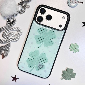 黑邊滴膠ins小清新四葉草適用于iPhone17promax手機殼蘋果17