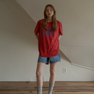 韓國 HÔTEL827 慵懶巴黎 字母印刷 Tee 紅櫻桃