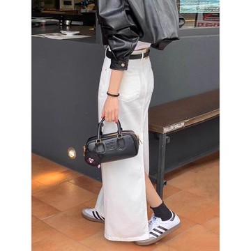 韓國chic春季小眾氣質后開叉設計感高腰百搭顯瘦直筒牛仔半身裙女