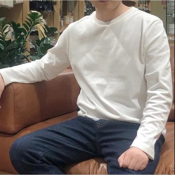 日單牛貨！240克新疆棉！天竺編！純色簡約百搭打底圓領長袖T恤男
