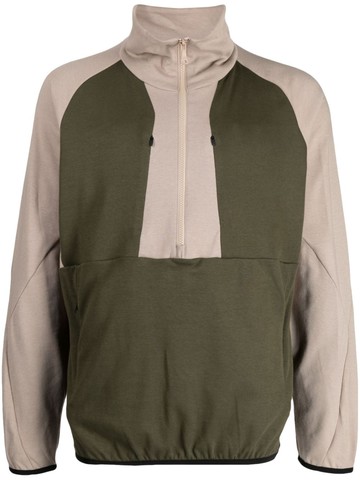 White Mountaineering - two-tone high-neck sweater - men - Cotton/Spandex/Elastane - M - Brown