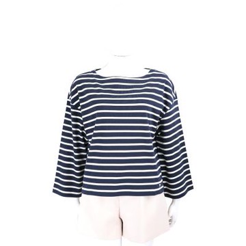 Max Mara-WEEKEND CAMPALE 深藍條紋純棉長袖TEE T恤