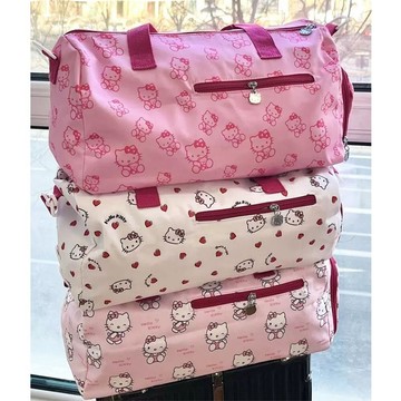 kitty旅行包 hellokitty旅行包大容量輕便可套拉桿短途旅游行李袋包
